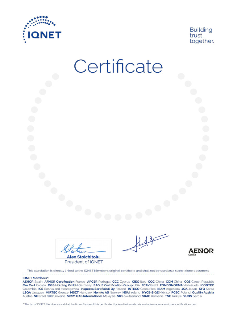 ISO 9001:2015 Certification for Cables RCT | PDF