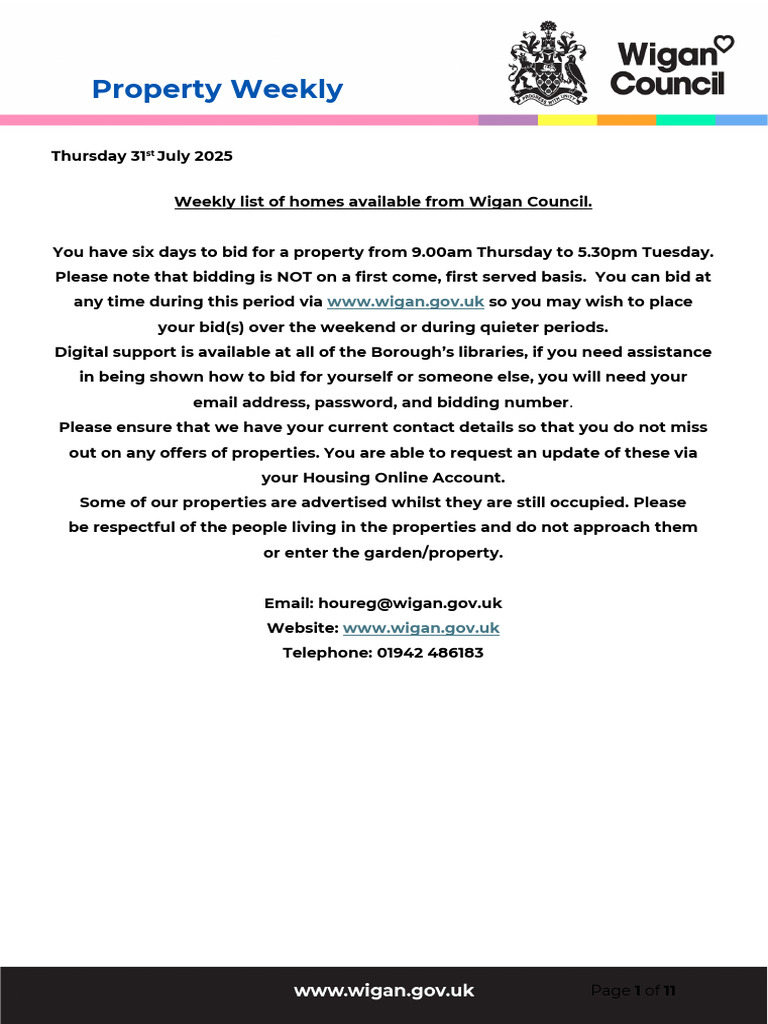 Wigan Council Weekly Property List | PDF | Urban | Housing
