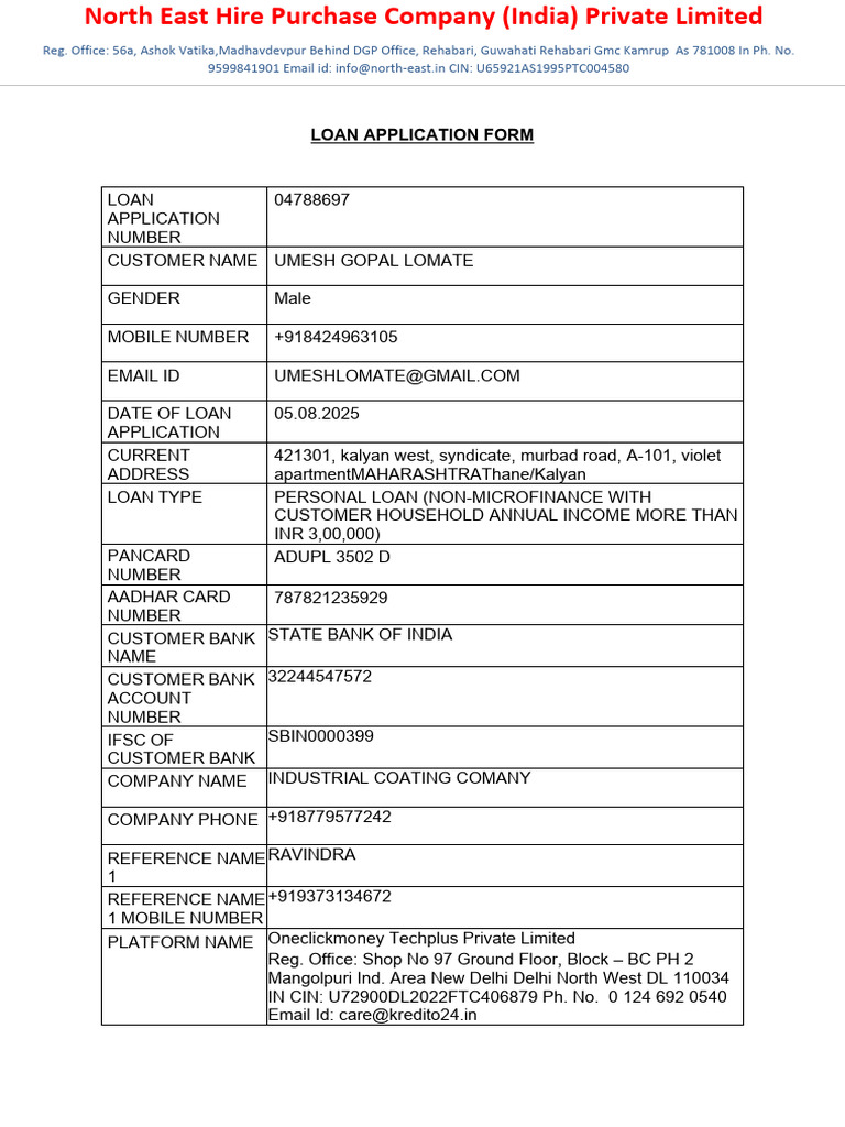 Loan Application Form | PDF | Loans | Interest