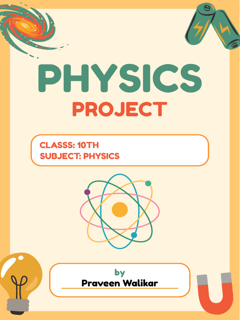 Physics Project Homework Cover Template in Orange Green Simple Style | PDF
