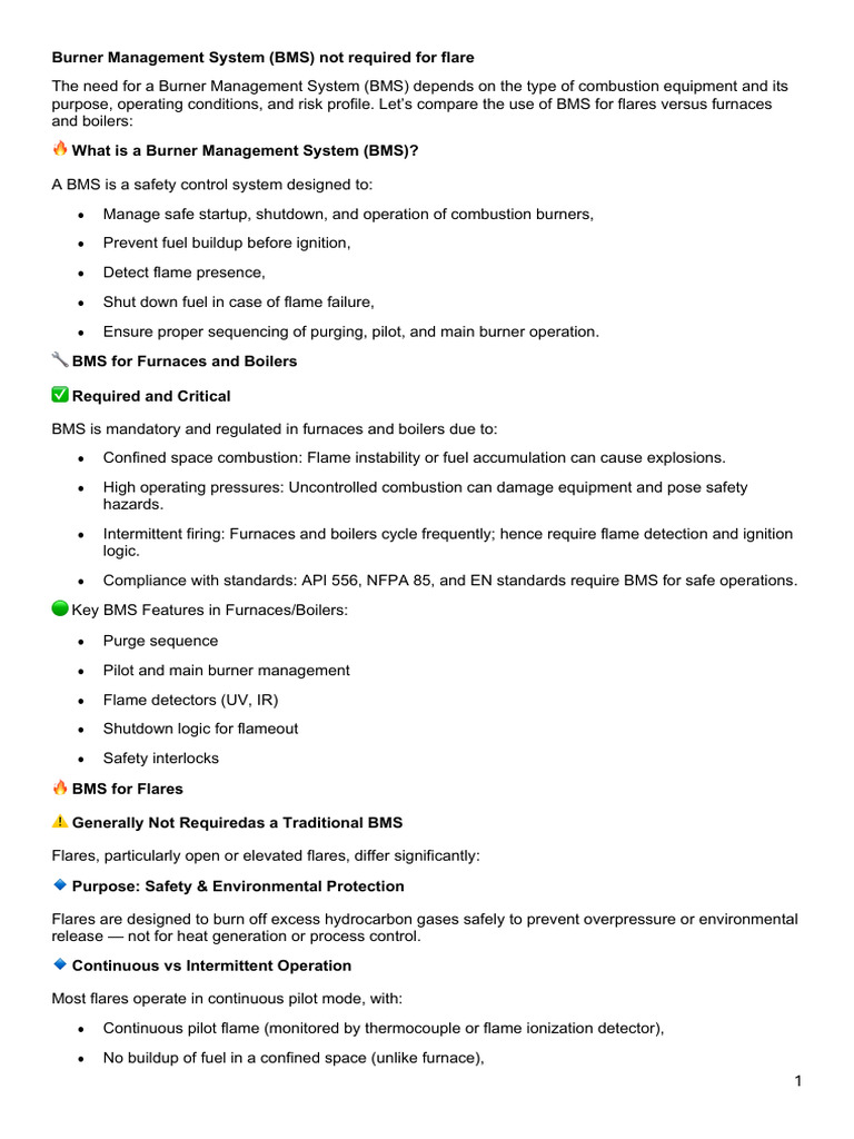 BMS Requirements for Boilers vs. Flares | PDF | Combustion | Boiler