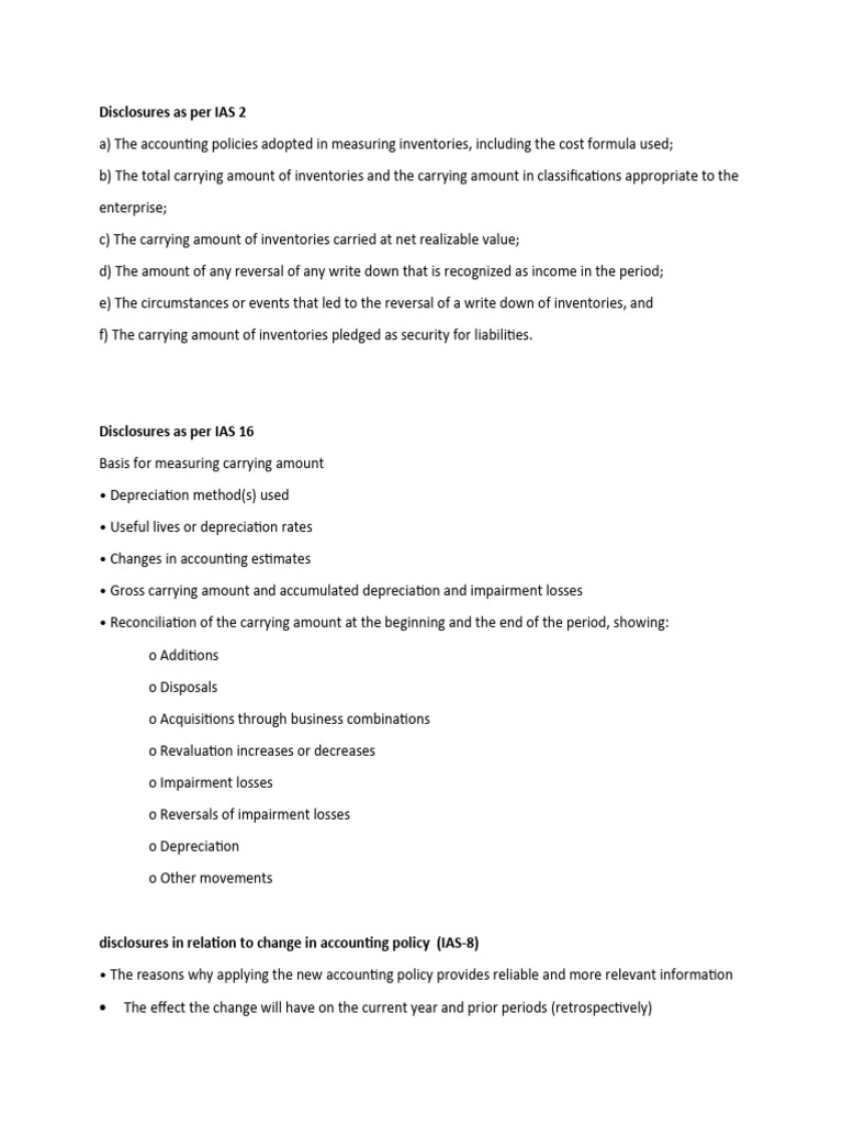 Key IAS Disclosures for Financial Reporting | PDF | Depreciation ...