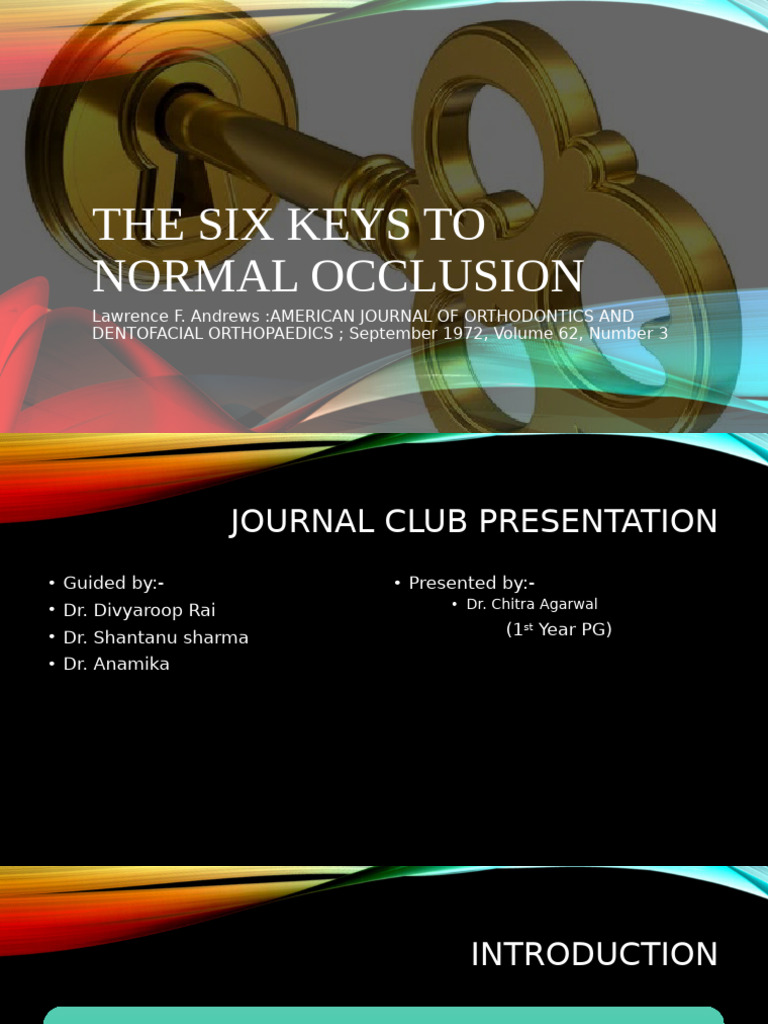 Six Keys to Normal Occlusion | PDF | Dentistry Branches | Primate Anatomy