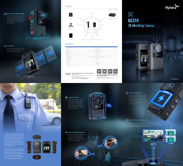 Hytera GC550 2K Mini Body Camera | PDF | Camera | Usb
