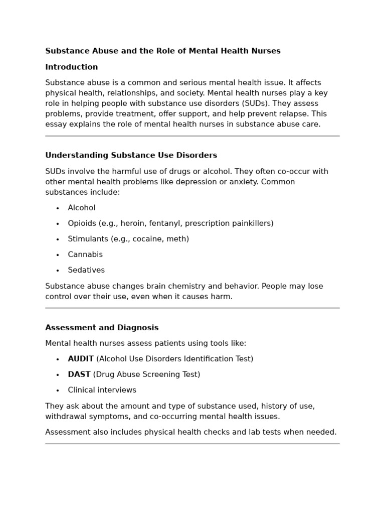 Role of Nurses in Substance Abuse Care | PDF | Substance Abuse ...