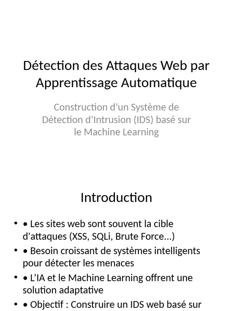 IDS Web par Apprentissage Automatique | PDF