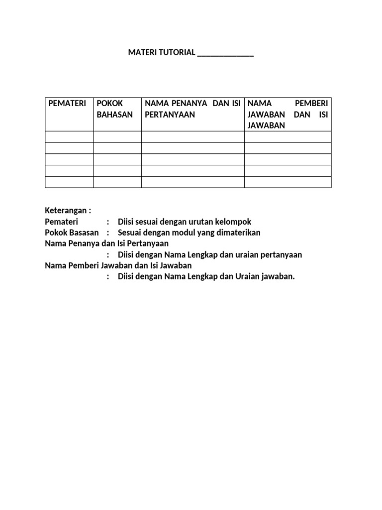 Format Isian Tutorial | PDF