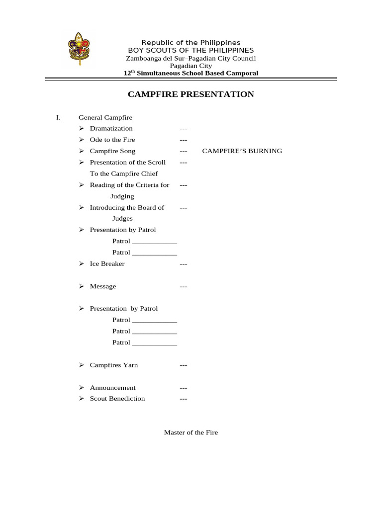 Campfire Program Flow Sample | PDF