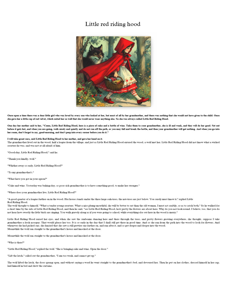 Little red riding hood_20250803_175358_0000 | PDF | Little Red Riding Hood