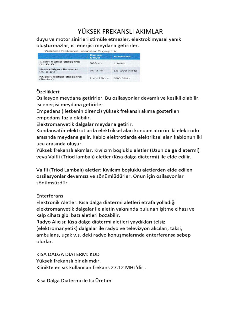 Yüksek Frekansli Akimlar | PDF