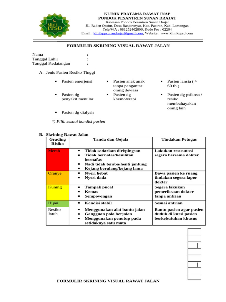 Formulir Skrining Visual Rajal Terisi (1) | PDF