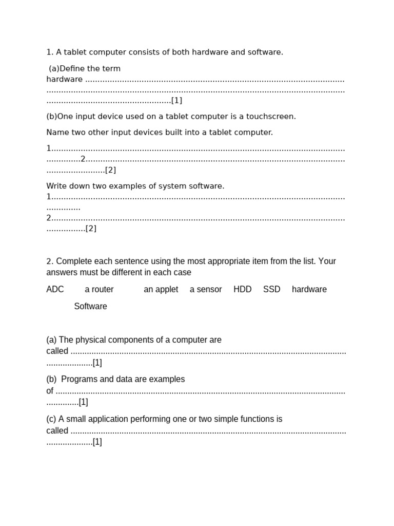 Igcse Ict End of Term | PDF | Computer Hardware | Sensor