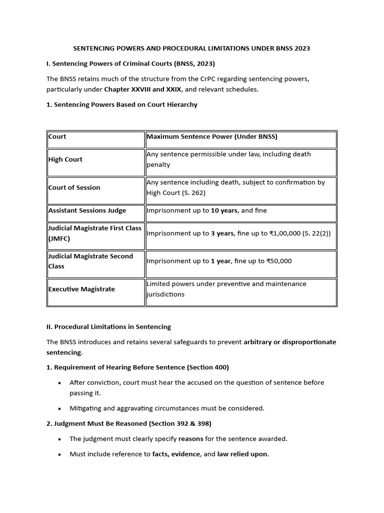 Procedural Limitations Under BNS | PDF | Sentence (Law) | Crimes