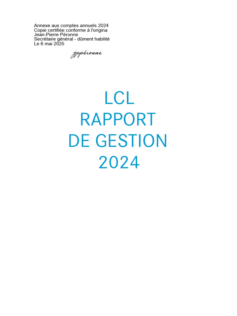 LCL Credit Lyonnais - Comptes Consolidés 2024-1 | PDF | Inflation |  Croissance économique