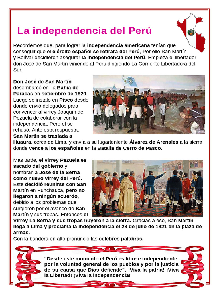 Independencia del Perú: San Martín y Bolívar | PDF | Perú | América del Sur