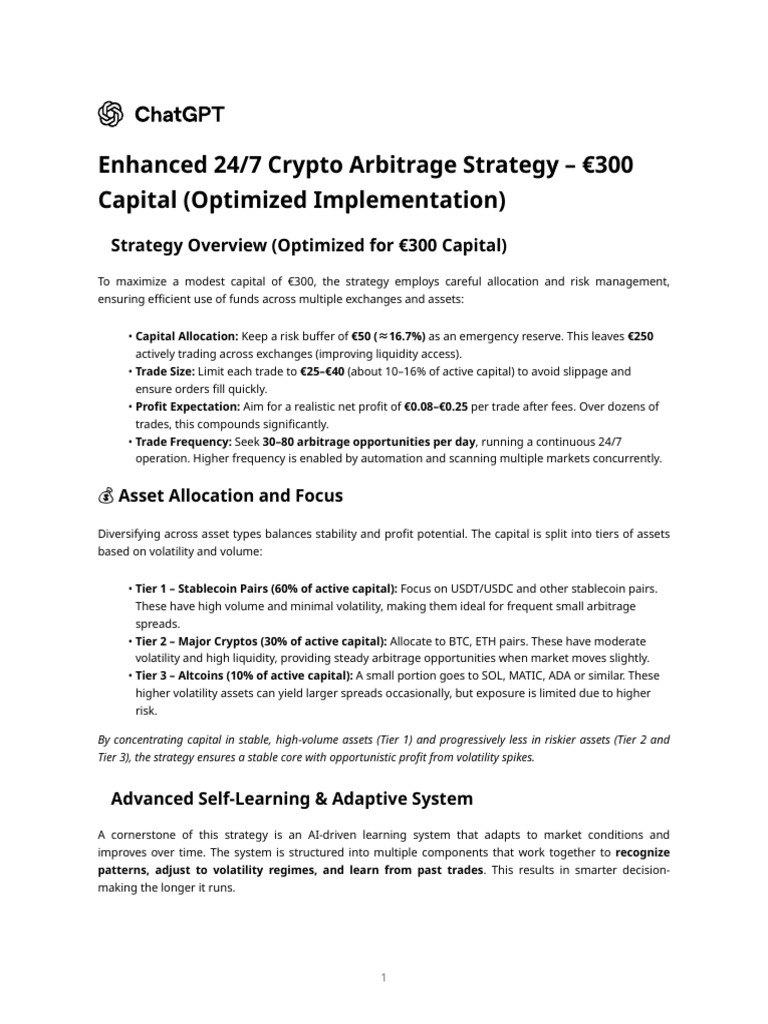 Enhanced 24 - 7 Crypto Arbitrage Strategy - 300 Capital (Optimized ...
