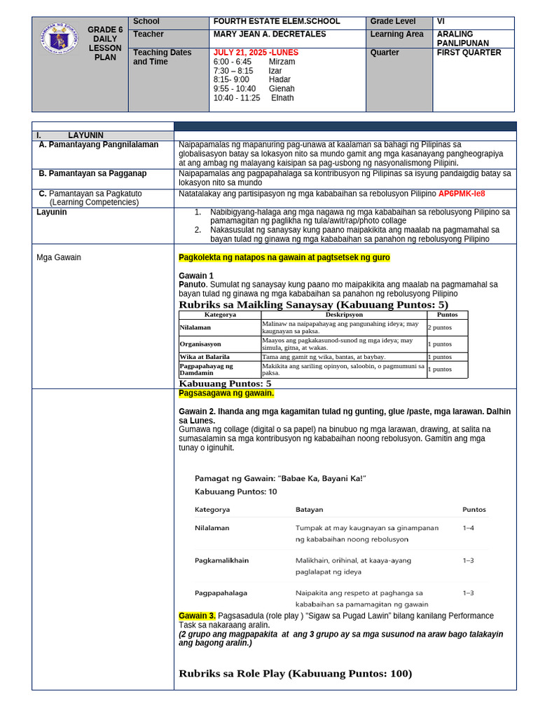 JULY 21, 2025 - BLENDED LEARNING CHECKING OF ACTIVITIES | PDF