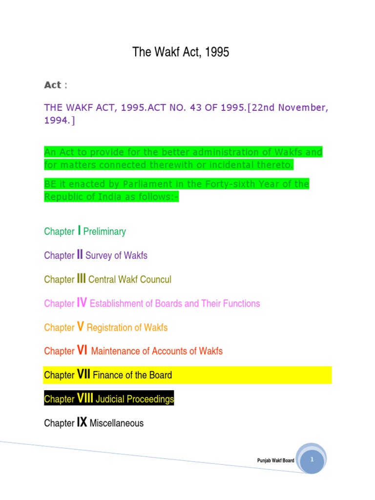 Wakf Act 1995 Download Free PDF Member Of Parliament Chairman
