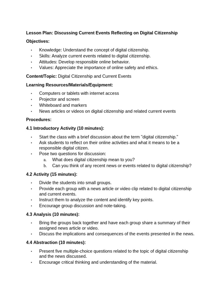 Digital Citizenship in Current Events | PDF | Cyberbullying | Citizenship