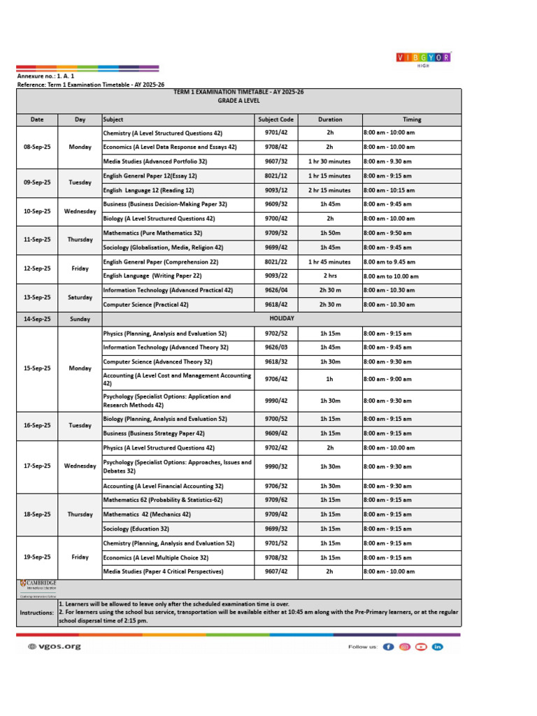 A Level Exam Timetable 2025-26 | PDF | Analysis | Mathematics