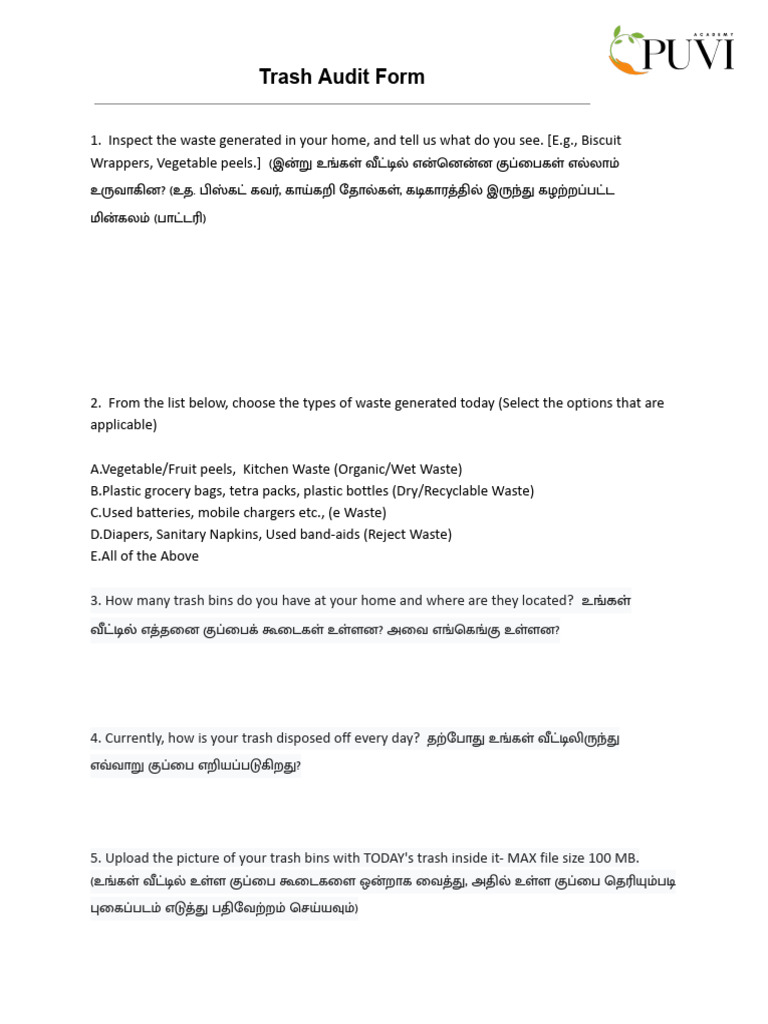 Trash Audit Form | PDF
