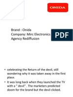 Brand: Onida Company: Mirc Electronics Agency Rediffusion