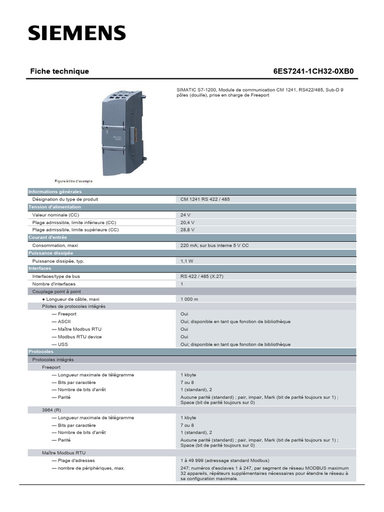 Module CM 1241 RS422/485 Siemens S7-1200 | PDF | Informatique