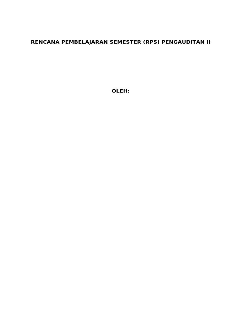 Rencana Pembelajaran Pengauditan II | PDF