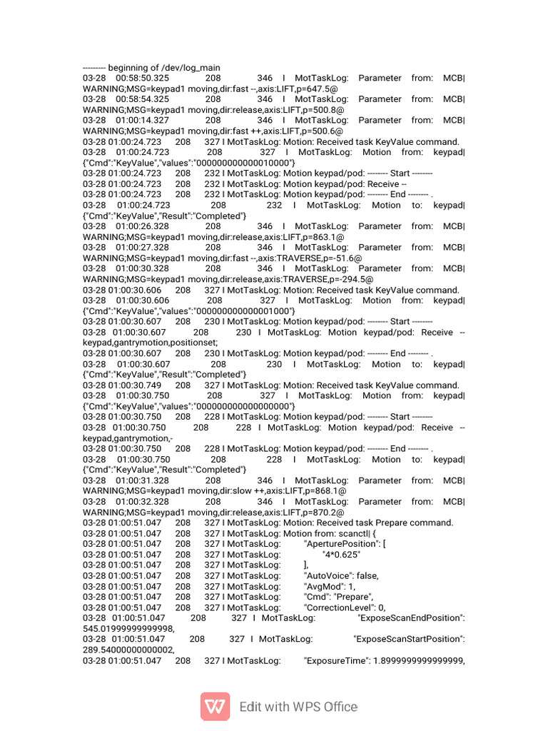 Motion Log for Keypad Commands | PDF | Motion (Physics) | Mechanics