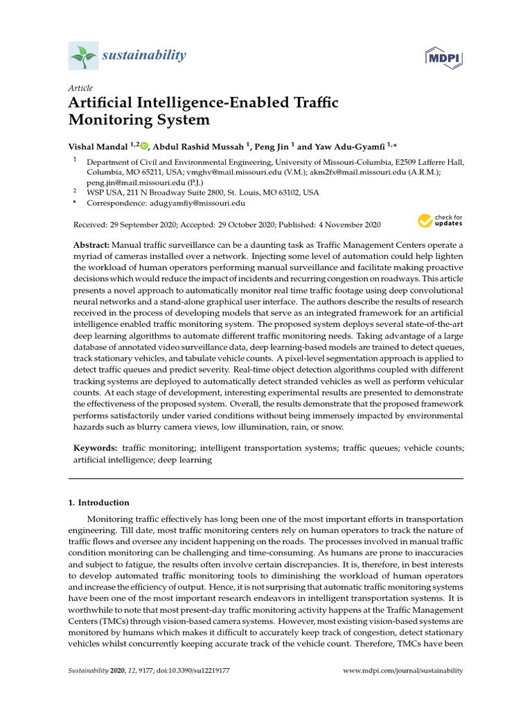 AI Traffic Monitoring System Development | PDF | Traffic | Deep Learning