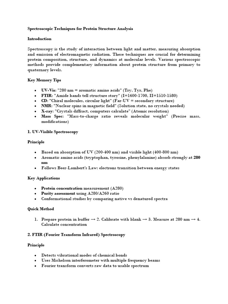 Protein Structure Analysis Techniques | PDF | Mass Spectrometry ...