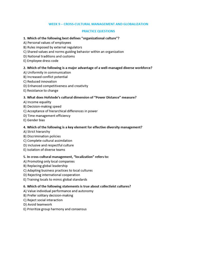 9 Practice Questions | PDF | Leadership | Social Psychology