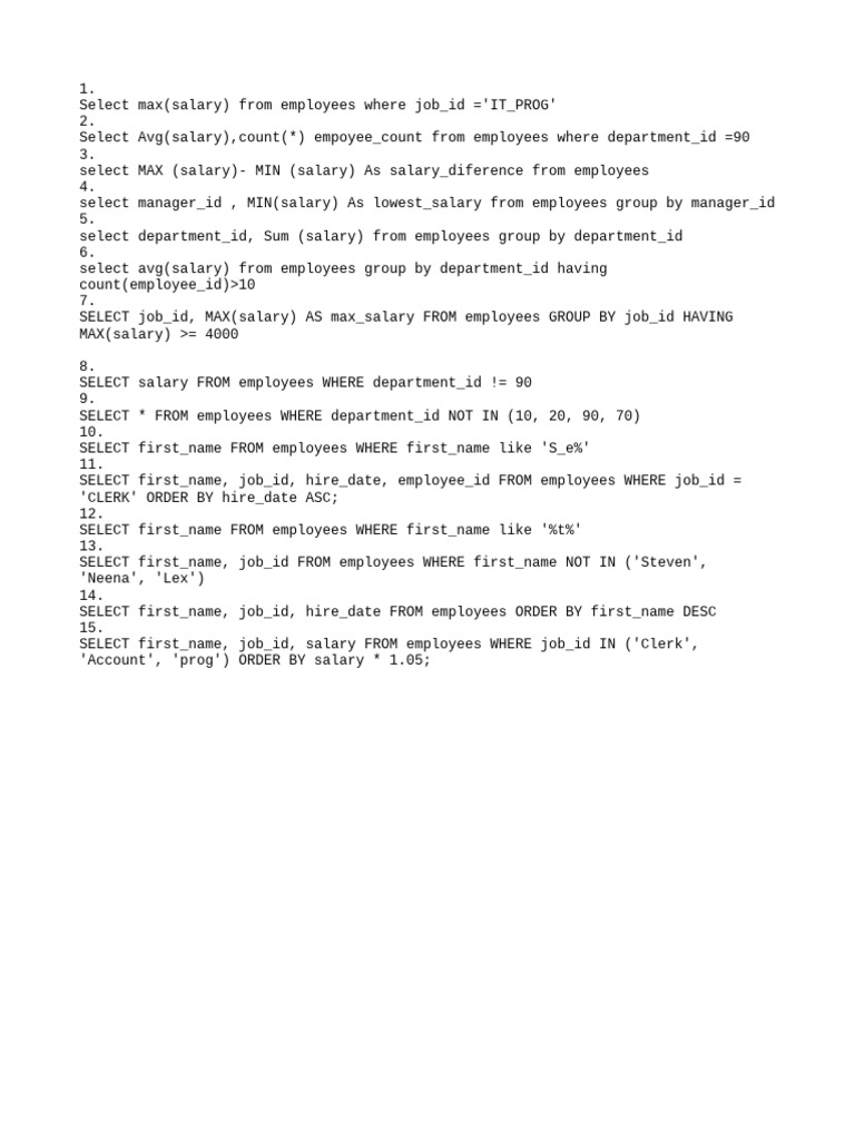 SQL Queries for Employee Salary Analysis | PDF