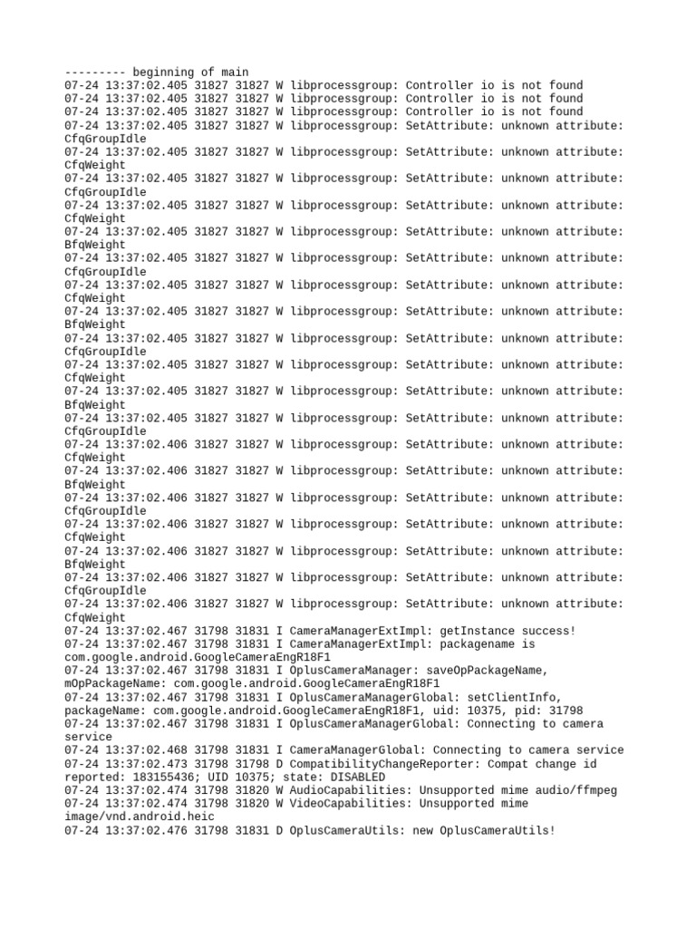 Android Camera Log Warnings and Errors | PDF | Computer Programming ...