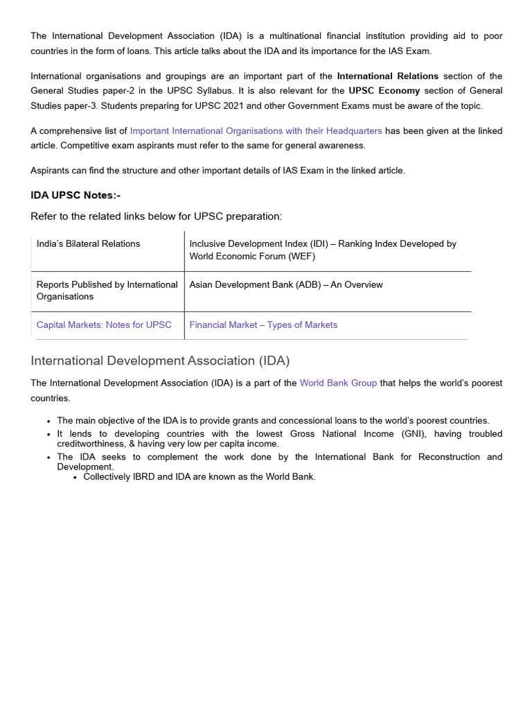 International Development Association | PDF | International Development ...