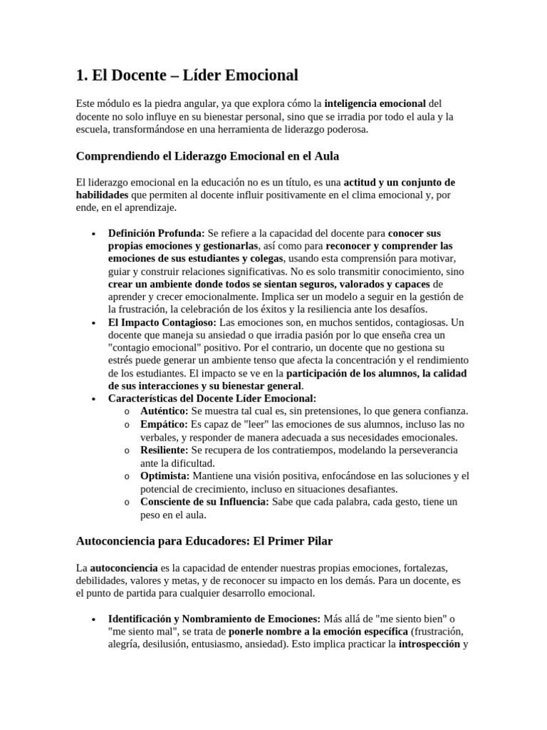 Liderazgo Emocional en la Docencia | PDF | Las emociones | Maestros