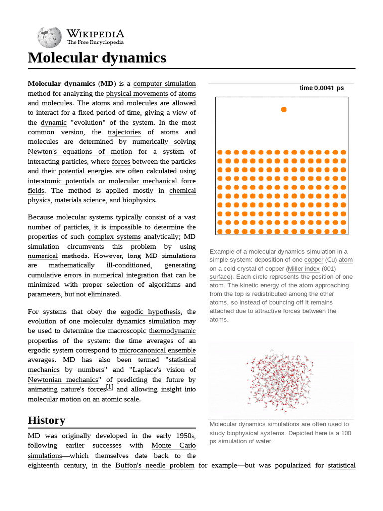Molecular Dynamics Simulation Overview | PDF | Molecular Dynamics ...