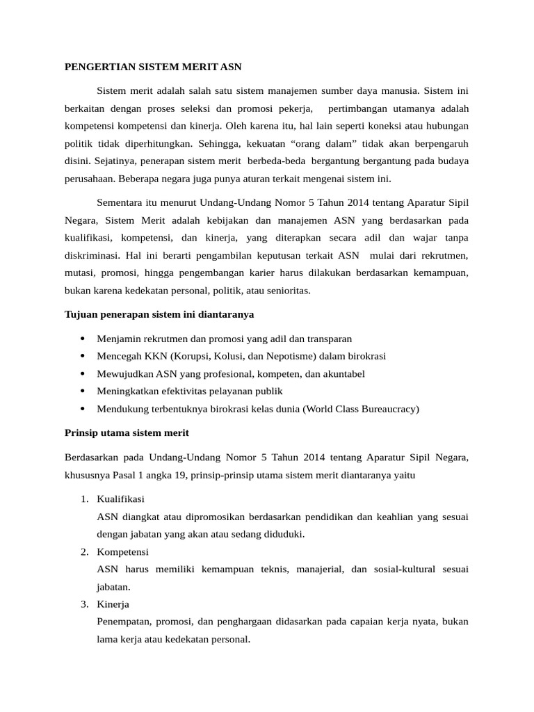 Manfaat Penerapan Sistem Merit ASN | PDF