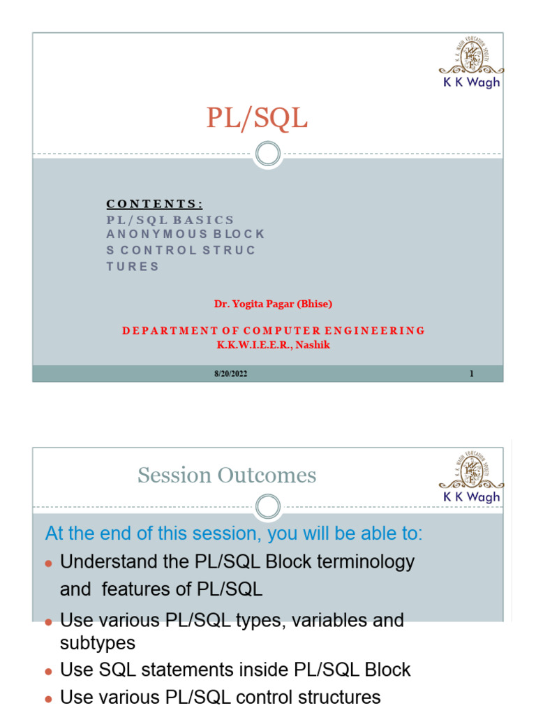 PL/SQL Basics and Control Structures | PDF | Control Flow | Pl/Sql