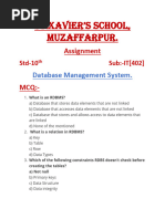 Class 10 RDBMS MCQ Questions | PDF | Sql | Relational Database