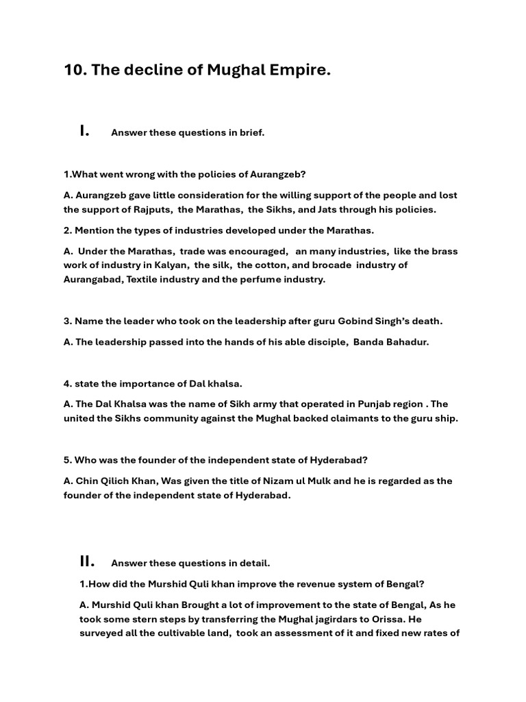 Decline of the Mughal Empire Explained | PDF | Punjab