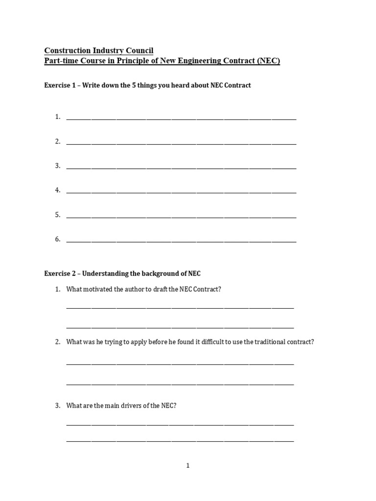 NEC Contract Principles Overview | PDF | Subcontractor