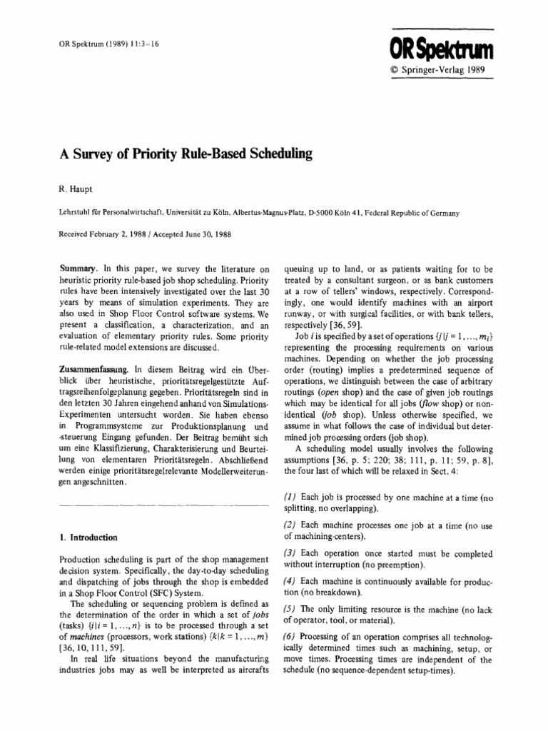 Survey of Priority Rule Scheduling | PDF | Scheduling (Computing ...