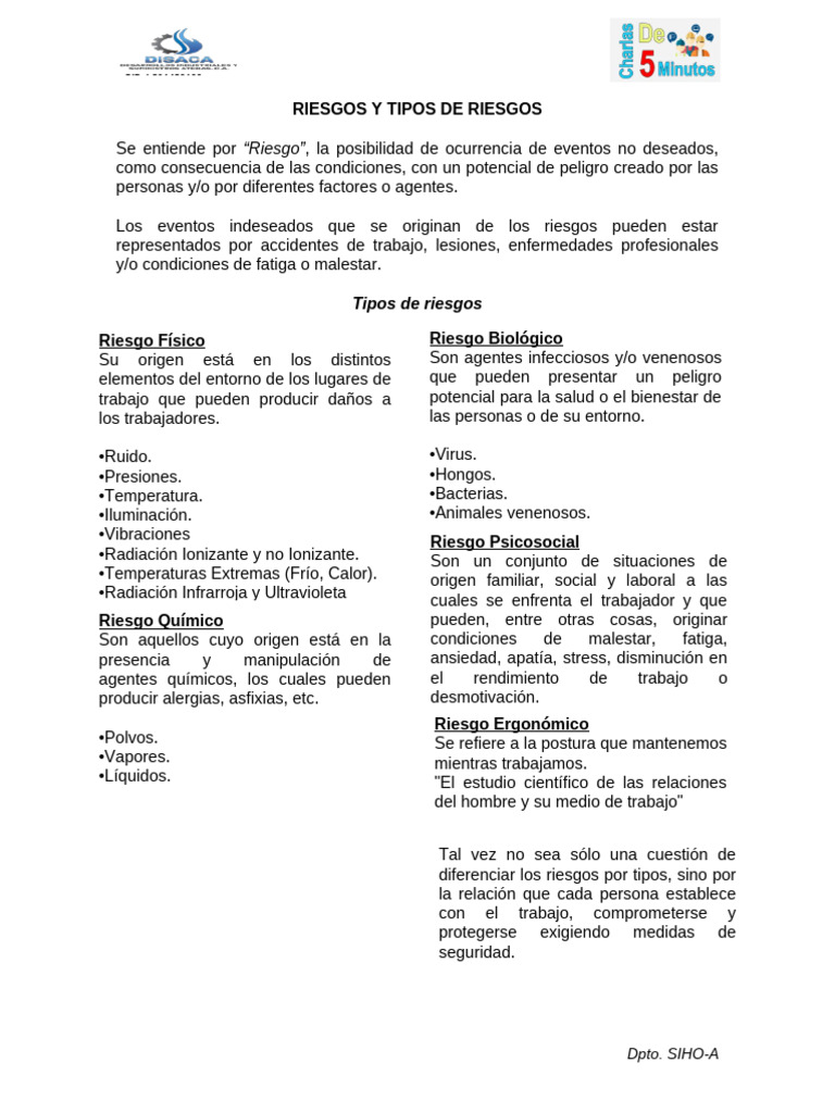 Tipos de Riesgos Laborales y Prevención | PDF | Riesgo | Radiación