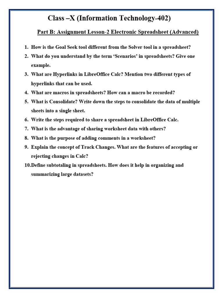 Advanced Spreadsheet Assignment Notes | PDF