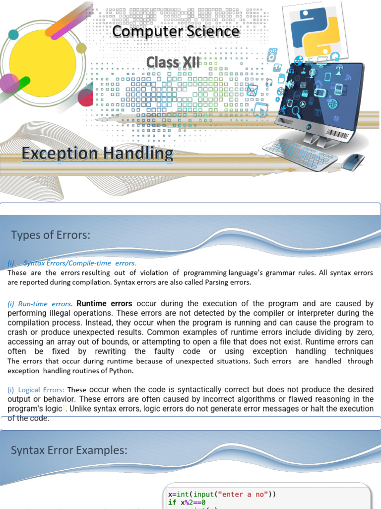 CH 6 - Exceptional Handling | PDF | Computer Program | Programming