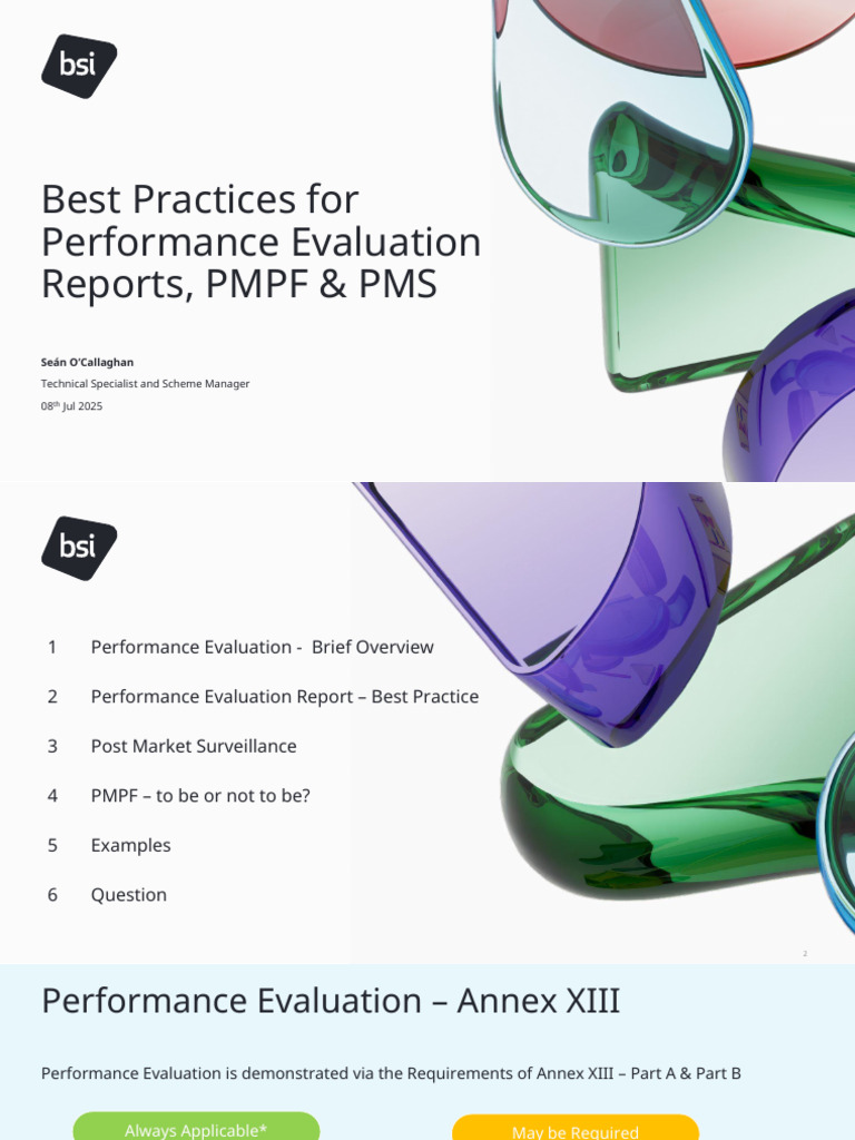 IVDR法规 BSI -Best Practices for Performance Evaluation Reports PMPF-PMS ...