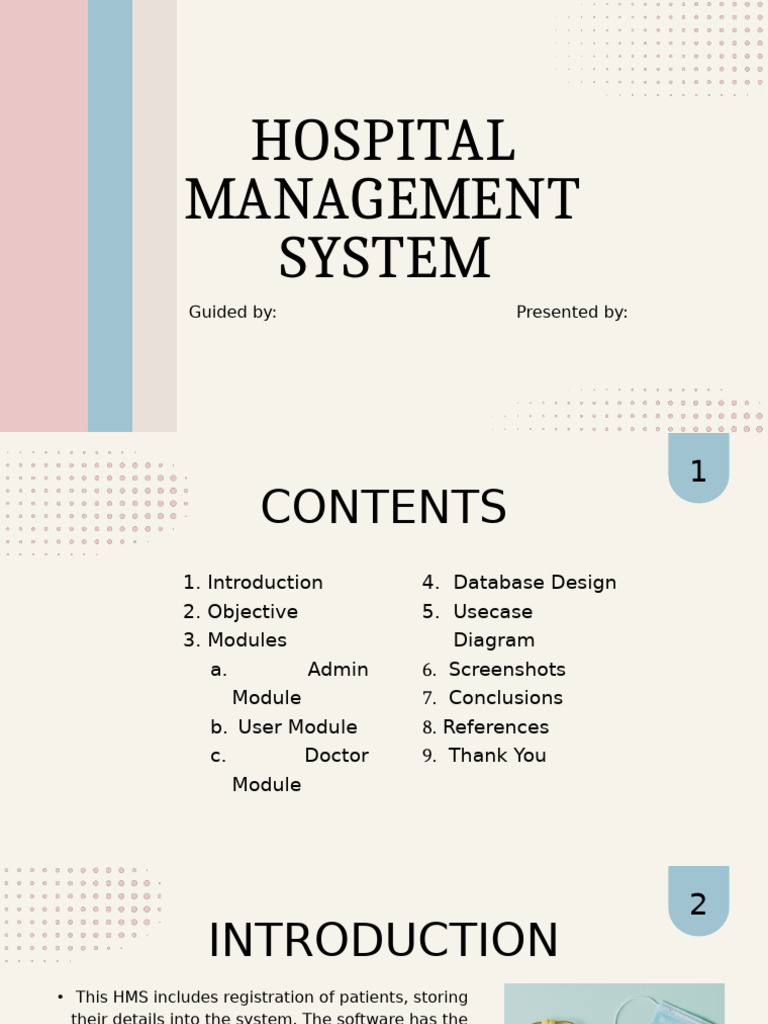 Hospital Management System Overview | PDF | Databases | User (Computing)