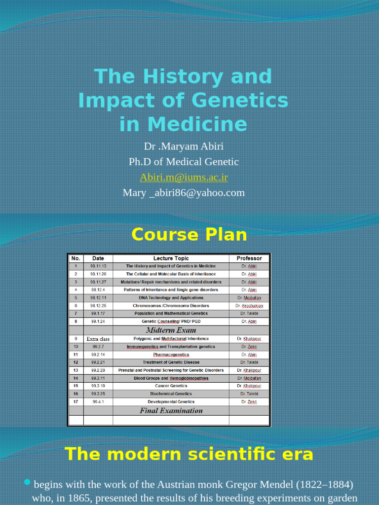 Genetics in Medicine: A Historical Overview | PDF | Genetic Disorder ...