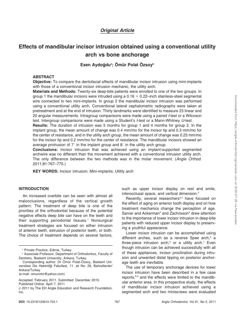 Incisor Intrusion: Utility Arch vs Implants | PDF | Dental Anatomy ...